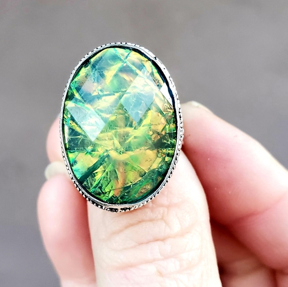 New Faceted Triplet Opal 925 Silver Ring. - Picture 16 of 16